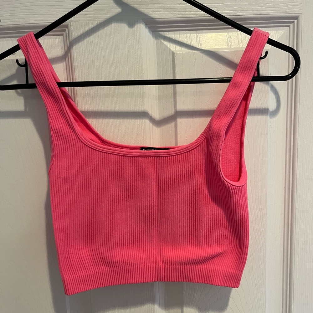 Zara Vibrant Pink Ribbed Seamless Top
